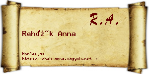 Rehák Anna névjegykártya
