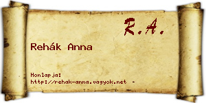 Rehák Anna névjegykártya
